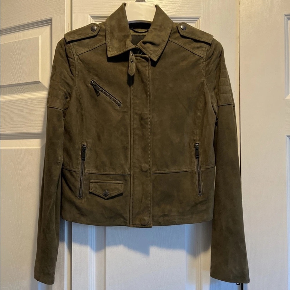 NWT Banana Republic Dark Green authentic suede jacket XS